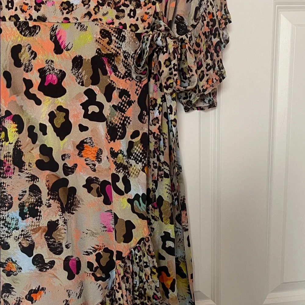 Anthropologie x Blank London Multicolor Wrap Leopard Print Dress - Picture 5 of 9